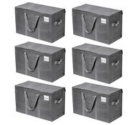 VENO 102L Lot de 6 Sac Déménagement grand avec Couvercle et Poignées Renforcées, Sac de Rangement Vêtement Résistant, Alternative aux Cartons Déménagement, Sacs de Voyage (Gris, Lot de 6)