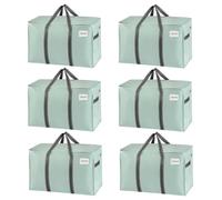 VENO 102L Lot de 6 Sac Déménagement grand avec Couvercle et Poignées Renforcées, Sac de Rangement Vêtement Résistant, Alternative aux Cartons Déménagement, Sacs de Voyage (Vert Clair, Lot de 6)