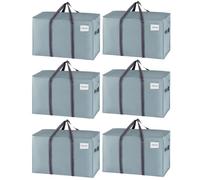 VENO 102L Lot de 6 Sac Déménagement grand avec Couvercle et Poignées Renforcées, Sac de Rangement Vêtement Résistant, Alternative aux Cartons Déménagement, Sacs de Voyage (Bleu Clair, Lot de 6)