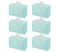 VENO 102L Lot de 6 Sac Déménagement grand avec Couvercle et Poignées Renforcées, Sac de Rangement Vêtement Résistant, Alternative aux Cartons Déménagement, Sacs de Voyage (Conifères, Lot de 6)