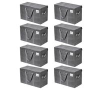 VENO 102L Lot de 8 Sac Déménagement grand avec Couvercle et Poignées Renforcées, Sac de Rangement Vêtement Résistant, Alternative aux Cartons Déménagement, Sacs de Voyage (Gris, Lot de 8)
