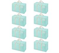 VENO 102L Lot de 8 Sac Déménagement grand avec Couvercle et Poignées Renforcées, Sac de Rangement Vêtement Résistant, Alternative aux Cartons Déménagement, Sacs de Voyage (Conifères, Lot de 8)