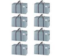 VENO 102L Lot de 8 Sac Déménagement grand avec Couvercle et Poignées Renforcées, Sac de Rangement Vêtement Résistant, Alternative aux Cartons Déménagement, Sacs de Voyage (Bleu Clair, Lot de 8)