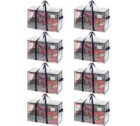 VENO 102L Lot de 8 Sac Déménagement grand avec Couvercle et Poignées Renforcées, Sac de Rangement Vêtement Résistant, Alternative aux Cartons Déménagement, Sacs de Voyage (Transparent, Lot de 8)