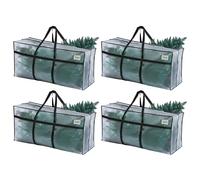 VENO 253L Lot de 4 Sac Déménagement extra larges, Sac de Rangement avec Poignées Renforcées, Sac Rangement Vêtement Pliable Grand, pour Arbre de Noël, Articles Ménagers (Transparent, Lot de 4)
