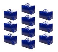 VENO Lot de 10 Grands Sac de Rangement avec Couvercle et Poignées Renforcées, Cartons Déménagement de 102 L Résistant pour Rangement des Vêtements et voyages, Sac à Linge (Bleu, Lot de 10)
