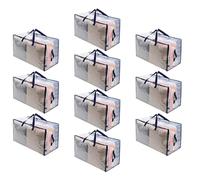 VENO Lot de 10 Grands Sac de Rangement avec Couvercle et Poignées Renforcées, Sac Demenagement, Cartons Déménagement de 102 L Résistant pour Rangement des Vêtements (Transparent, Lot de 10)