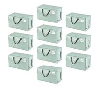 VENO Lot de 10 Grands Sac de Rangement avec Couvercle et Poignées Renforcées, Sac Demenagement, Cartons Déménagement de 102 L Résistant pour Rangement des Vêtements (Vert Clair, Lot de 10)