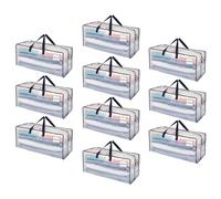 VENO Lot de 10 Sac Rangement Vêtements grand, Sacs Déménagement Pliable avec Sangles de Sac à Dos et Poignées Solides, Alternatives aux Cartons de Déménagement (Transparent, Lot de 10)