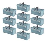 VENO Lot de 10 Sac Rangement Vêtements grand, Sacs Déménagement Pliable avec Sangles de Sac à Dos et Poignées Solides, Alternatives aux Cartons de Déménagement (Bleu Clair, Lot de 10)