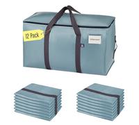 VENO Lot de 12 Sac de Déménagement extra larges avec fermetures éclair et poignées de transport, Sac Rangement Vetement robustes pour un gain de place (Bleu Clair, Lot de 12)