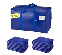 VENO Lot de 12 Sac de Déménagement extra larges avec fermetures éclair et poignées de transport, Sac Rangement Vetement robustes pour un gain de place (Bleu, Lot de 12)