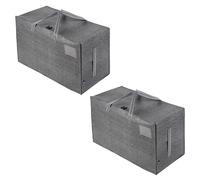 VENO Lot de 2 Grands Sac de Rangement avec Couvercle et Poignées Renforcées, Cartons Déménagement de 102 L Résistant pour Rangement des Vêtements et voyages, Sac à Linge (Gris, Lot De 2)