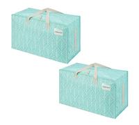 VENO Lot de 2 Grands Sac de Rangement avec Couvercle et Poignées Renforcées, Sac Demenagement, Cartons Déménagement de 102 L Résistant pour Rangement des Vêtements (Conifères, Lot de 2)