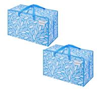 VENO Lot de 2 Grands Sac de Rangement avec Couvercle et Poignées Renforcées, Sac Demenagement, Cartons Déménagement de 102 L Résistant pour Rangement des Vêtements (Brise printanière, Lot de 2)