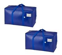 VENO Lot de 2 Sac de Déménagement extra larges avec fermetures éclair et poignées de transport, Sac Rangement Vetement robustes pour un gain de place (Bleu, Lot de 2)