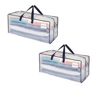 VENO Lot de 2 Sac Rangement Vêtements grand, Sacs Déménagement Pliable avec Sangles de Sac à Dos et Poignées Solides, Alternatives aux Cartons de Déménagement (Transparent, Lot de 2)