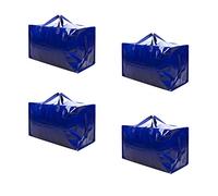 VENO Lot de 4 Grands Sac de Rangement avec Couvercle et Poignées Renforcées, Sac Demenagement, Cartons Déménagement de 102 L Résistant pour Rangement des Vêtements (Bleu, Lot de 4)