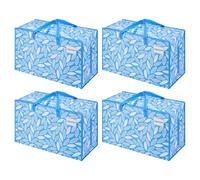 VENO Lot de 4 Grands Sac de Rangement avec Couvercle et Poignées Renforcées, Sac Demenagement, Cartons Déménagement de 102 L Résistant pour Rangement des Vêtements (Brise printanière, Lot de 4)