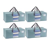 VENO Lot de 4 Sac de Déménagement 87L Extra Larges avec Poignées et Fermeture Eclair, Sac de Rangement Vêtements Pliables pour Se Déplacer, Voyager, Camper (Bleu Clair, Lot de 4)