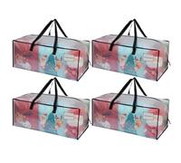 VENO Lot de 4 Sac de Déménagement 87L Extra Larges avec Poignées et Fermeture Eclair, Sac de Rangement Vêtements Pliables pour Se Déplacer, Voyager, Camper (Transparent Enveloppé, Lot de 4)