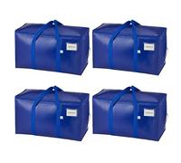 VENO Lot de 4 Sac de Déménagement extra larges avec fermetures éclair et poignées de transport, Sac Rangement Vetement robustes pour un gain de place (Bleu, Lot de 4)