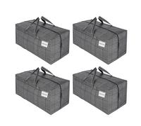 VENO Lot de 4 Sac Rangement Vêtements grand, Sacs Déménagement Pliable avec Sangles de Sac à Dos et Poignées Solides, Alternatives aux Cartons de Déménagement (Windowpane Noir, Lot de 4)