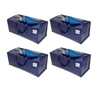 VENO Lot de 4 Sac Rangement Vêtements grand, Sacs Déménagement Pliable avec Sangles de Sac à Dos et Poignées Solides, Alternatives aux Cartons de Déménagement (Bleu, Lot de 4)