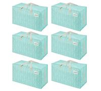 VENO Lot de 6 Grands Sac de Rangement avec Couvercle et Poignées Renforcées, Sac Demenagement, Cartons Déménagement de 102 L Résistant pour Rangement des Vêtements (Conifères, Lot de 6)
