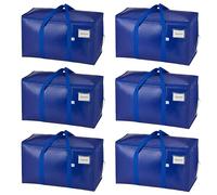VENO Lot de 6 Sac Déménagement extra larges avec fermetures éclair et poignées de transport, Sac Rangement Vetement robustes, Alternative aux Cartons Déménagement (Bleu, Lot de 6)