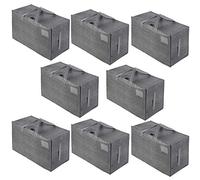 VENO Lot de 8 Grands Sac de Rangement avec Couvercle et Poignées Renforcées, Cartons Déménagement de 102 L Résistant pour Rangement des Vêtements et voyages, Sac à Linge (Gris, Lot De 8)