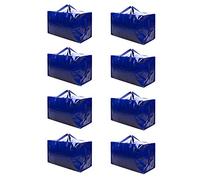 VENO Lot de 8 Grands Sac de Rangement avec Couvercle et Poignées Renforcées, Cartons Déménagement de 102 L Résistant pour Rangement des Vêtements et voyages, Sac à Linge (Bleu, Lot de 8)