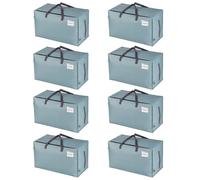 VENO Lot de 8 Grands Sac de Rangement avec Couvercle et Poignées Renforcées, Sac Demenagement, Cartons Déménagement de 102 L Résistant pour Rangement des Vêtements (Bleu Clair, Lot De 8)