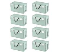 VENO Lot de 8 Grands Sac de Rangement avec Couvercle et Poignées Renforcées, Sac Demenagement, Cartons Déménagement de 102 L Résistant pour Rangement des Vêtements (Vert Clair, Lot de 8)