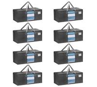 VENO Lot de 8 Sac de Déménagement 87L Extra Larges avec Poignées et Fermeture Eclair, Sac de Rangement Vêtements Pliables pour Se Déplacer, Voyager, Camper (Fenêtre Gris, Lot de 8)