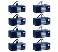 VENO Lot de 8 Sac de Déménagement 87L Extra Larges avec Poignées et Fermeture Eclair, Sac de Rangement Vêtements Pliables pour Se Déplacer, Voyager, Camper (Fenêtre Bleu, Lot de 8)
