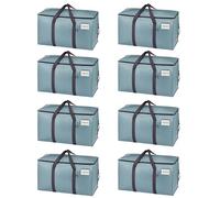 VENO Lot de 8 Sac de Déménagement extra larges avec fermetures éclair et poignées de transport, Sac Rangement Vetement robustes pour un gain de place (Bleu Clair, Lot de 8)