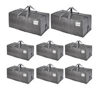 VENO Lot de 8 Sac Rangement Vêtements grand, Sacs Déménagement Pliable avec Sangles de Sac à Dos et Poignées Solides, Alternatives aux Cartons de Déménagement (Gris, Lot de 8)