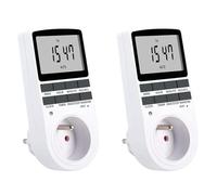 VENOAL 2X Minuterie électronique Numérique Prise de Minuterie de Cuisine 230 V 50 HZ 7 Jours 12/24 Heures Prise de Synchronisation Programmable FR Prise Européenne