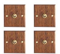 VENOAL 4X 86 Type Interrupteur de Panneau En Bois Applique Murale Rétro Interrupteur à Bascule En Laiton Interrupteur électrique à Grain de Bois Prise 1- Interrupteur