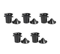 VENOAL 5X Crachoir à Vin en Plastique Noir - Taille Standard avec Seau à Champagne en Entonnoir Noir