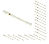 VENOAL Lot de 20 flûtes en plastique blanc crème 8 trous avec bâton de nettoyage