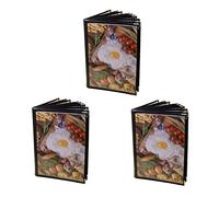 VENOAL Lot de 3 protège-menus transparents pour restaurant, format A4, style livre, café, bar, 10 pages, 20 vues
