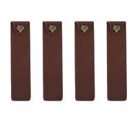 VENOAL Lot de 4 trousses à crayons en cuir avec bouton pression pour stylo roller et stylo à bille Marron, marron