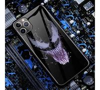 Venom - Coque lumineuse à LED pour iPhone 11 Pro Max - Coque de téléphone colorée et lumineuse - En verre trempé - Pour homme