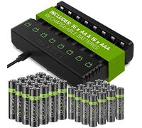 Venom Piles Rechargeables avec Station de Chargement - Comprend 16 Piles AA (1200 mAh) et 16 Piles AAA (800 mAh)