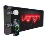 Venom Tapis de Bureau Gaming LED avec Charge Sans Fil | Ports USB-C et USB-A | Tapis de Souris Étendu 800 x 300 mm