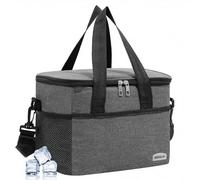 Venprodium 22L Sac Isotherme, 33x25x27cm Glaciere Pliable, Glaciere Souple Isotherme, Sac Thermique, Sac Isotherme Repas, Gardez Les Aliments Frais, pour Camping, Plage, Voyage et Shopping, Gris