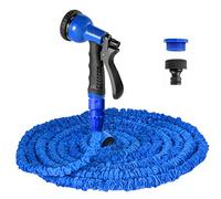 VENQI Tuyau d'arrosage extensible de 30 m/100ft, tuyau arrosage flexible avec buse de pulvérisation à 8 modes, tuyaux d'arrosage rétractable anti-fuite avec raccords de 1,9 cm, 1,2 cm (30 m, bleu)