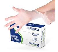 VENSALUD | Gants jetables en VINYLE | Sans poussière | Résistant | Pour laboratoires, sanitaires, cuisine, studios de tatouage, vétérinaire, nettoyage | Sans latex | 100 pcs. | Semi-blanc | Taille XL